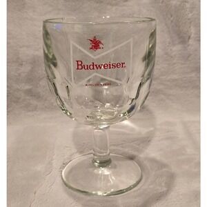 Vintage Budweiser Beer Chalice Thumbprint Glass King of Beers‎ Barware Red Logo
